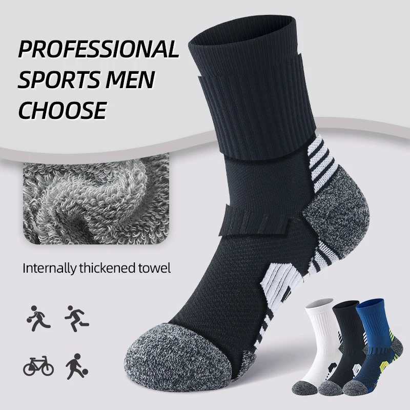 6/5/3 Pairs Mens Athletic Socks Sports Breathable Outdoor Running Compression Socks Cotton Training Long Black Stretch Socks Z250610