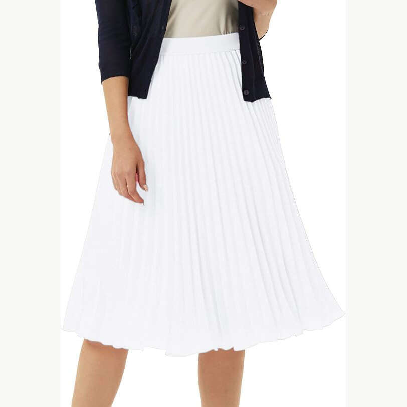 New Style Midi Pleated Elastic Waist Slim Fit Loose Skirt B5