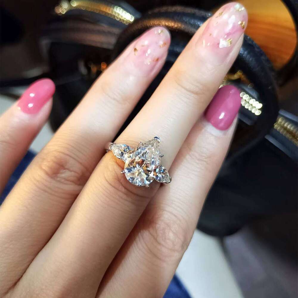 DHcollections Sparkling Stone Jewelry Marquise Moissanite Dia Engagement Ring 14k Yellow Gold for Women