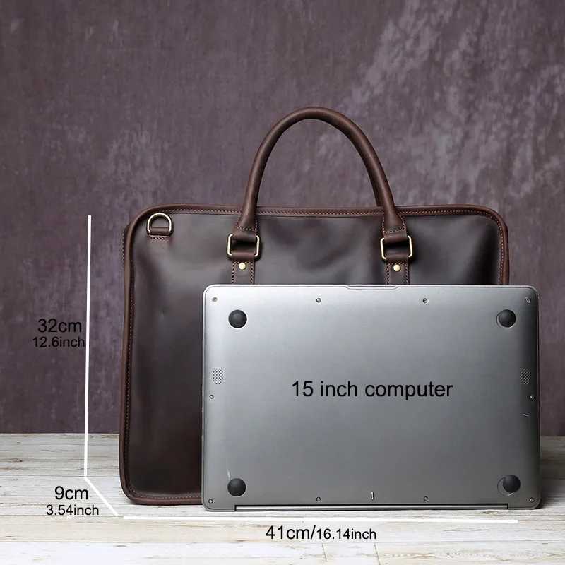 New Leather Mens Business Leisure Handbag With Cowhide Horizontal Style And Large Capacity Single-Shoulder Messenger Briefcase W250610