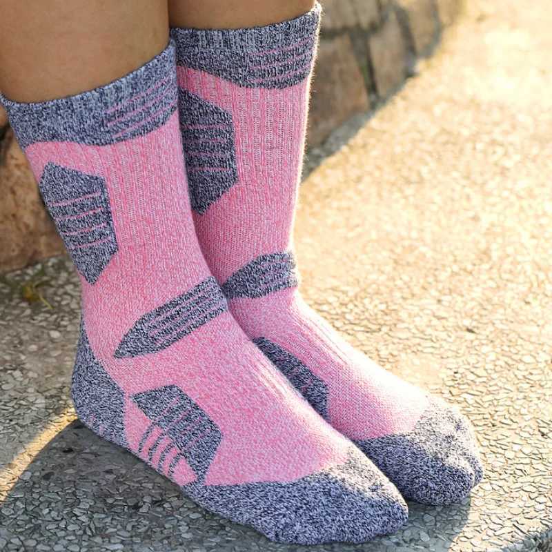 Winter Women Cotton Warm Hiking Socks Thickened Climbing Skiing Trekking Breathable Sports Socks Thermosocks Z250610