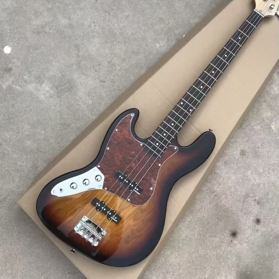 Vintage Style Reddish-Pink Fretted Left Hand E-Bass
