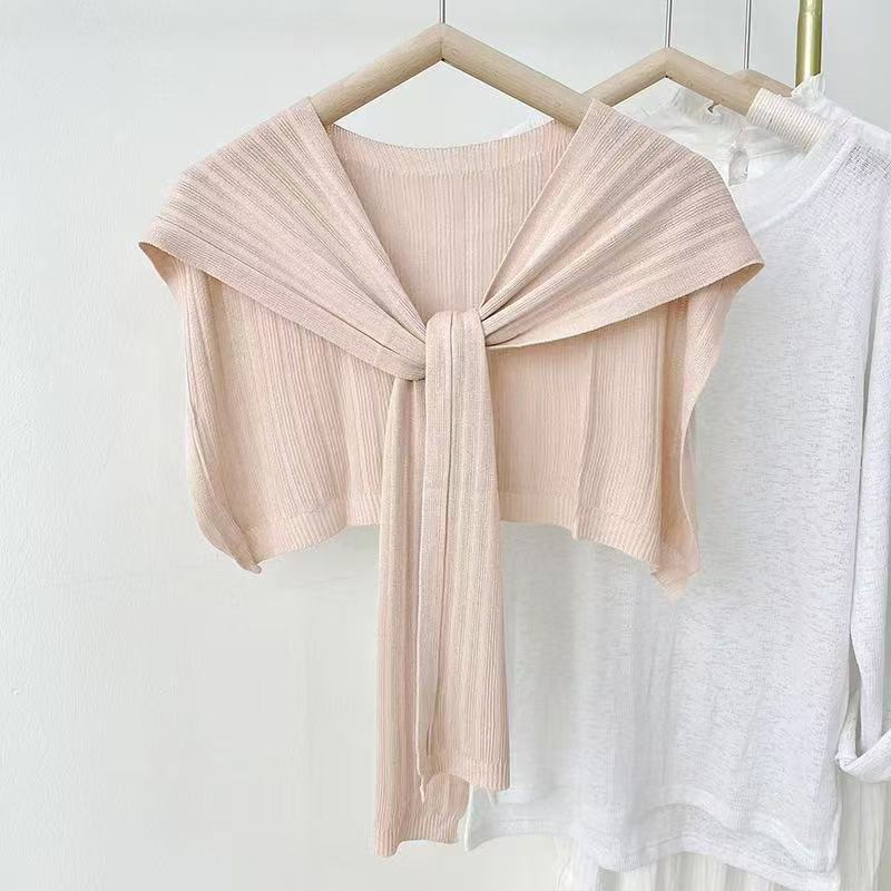 K979 Spring and summer outerwear shawl ice silk thin style net celebrity small shoulder Korean version sunscreen line girlfriend knitted knotted scarf