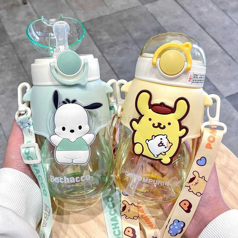 Sanrio 690ml Sanrio Large Capacity Water Bottle Cinnamoroll Kuromi My Melody Portable Straw Water Cup for Outdoor Sports FitnessXJ2542
