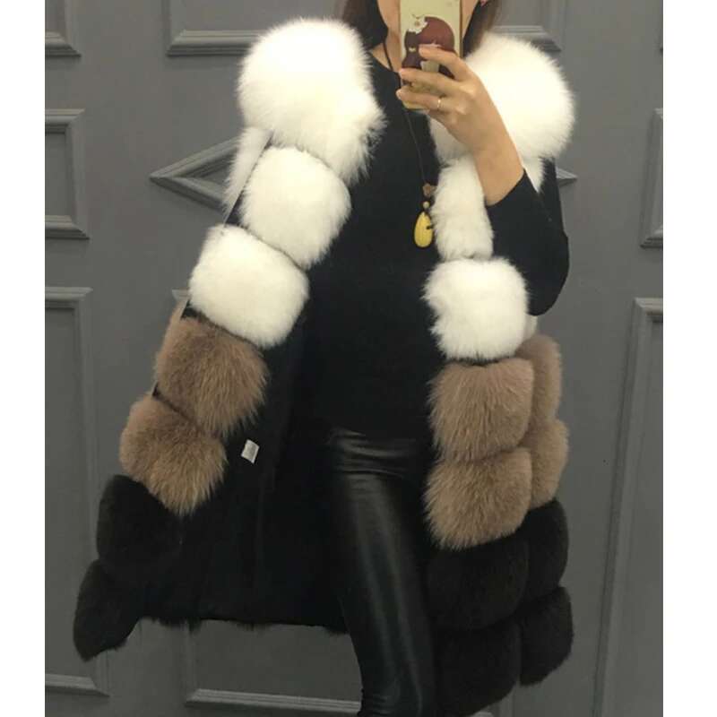 FANPUGUIZHEN-Faux Fox Vest for Women, Thick Warm Long Fur Coat, Female Fashion, Autumn, Winter, High Quality