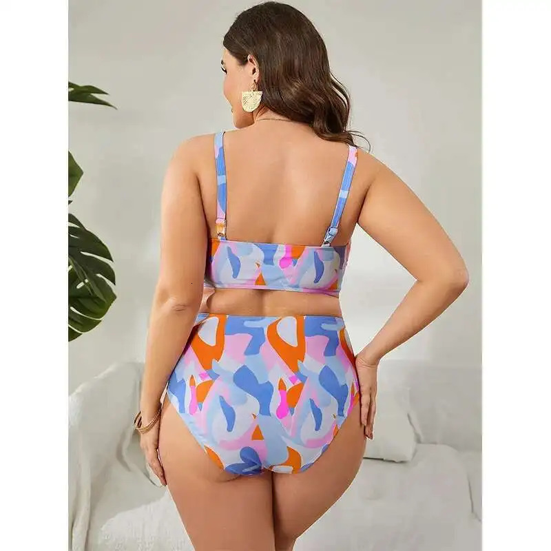 Plus Size Split Swimsuit for Girls with a Girlish Vibe Tight Fitting and Gathered High Waisted Bikini Women Casual Y2k 250530
