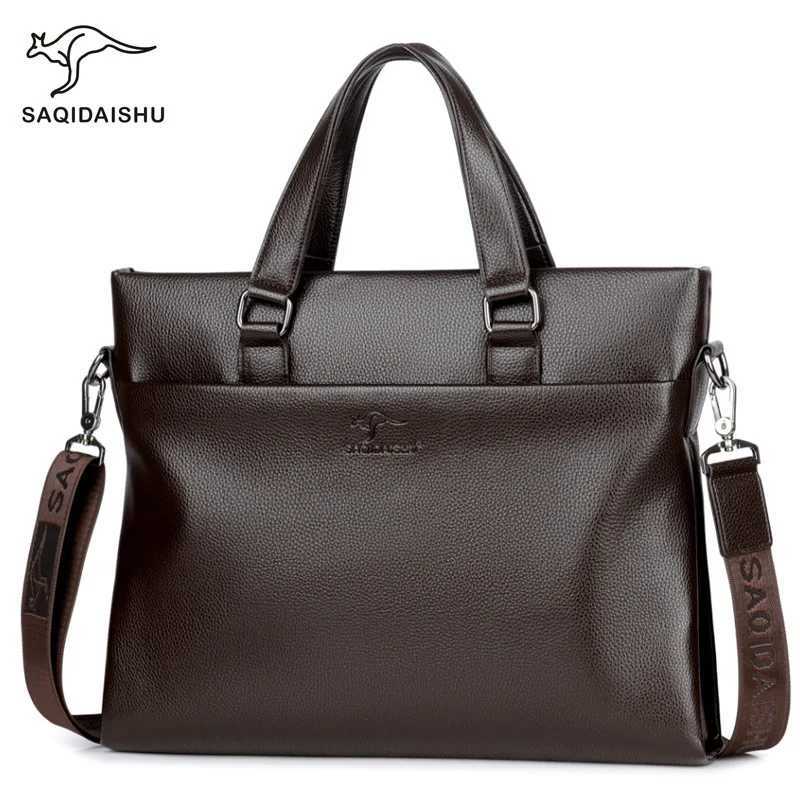 New Luxury Cow Leather Mens Business Bag Classic Black Handbag Male Briefcase Cowhide Laptop Office Bags for Men Suitcase W250610