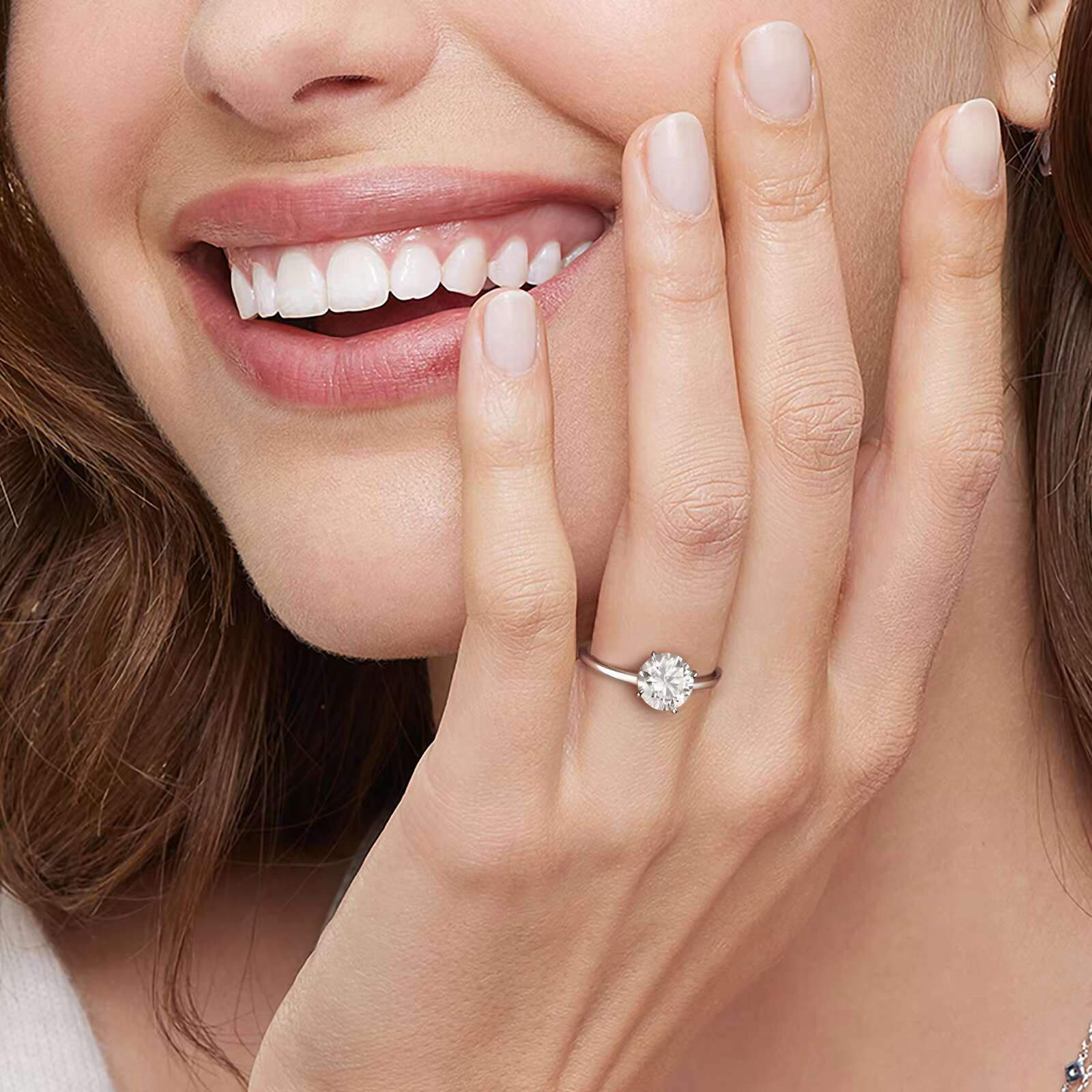 1CT 2 CT Lab Grown 4 Prong Solitaire Round Cut IGI CERTIFIED Diamond D Color VVS2 Clarity 18K 14K 9K White Gold Engagement Rings