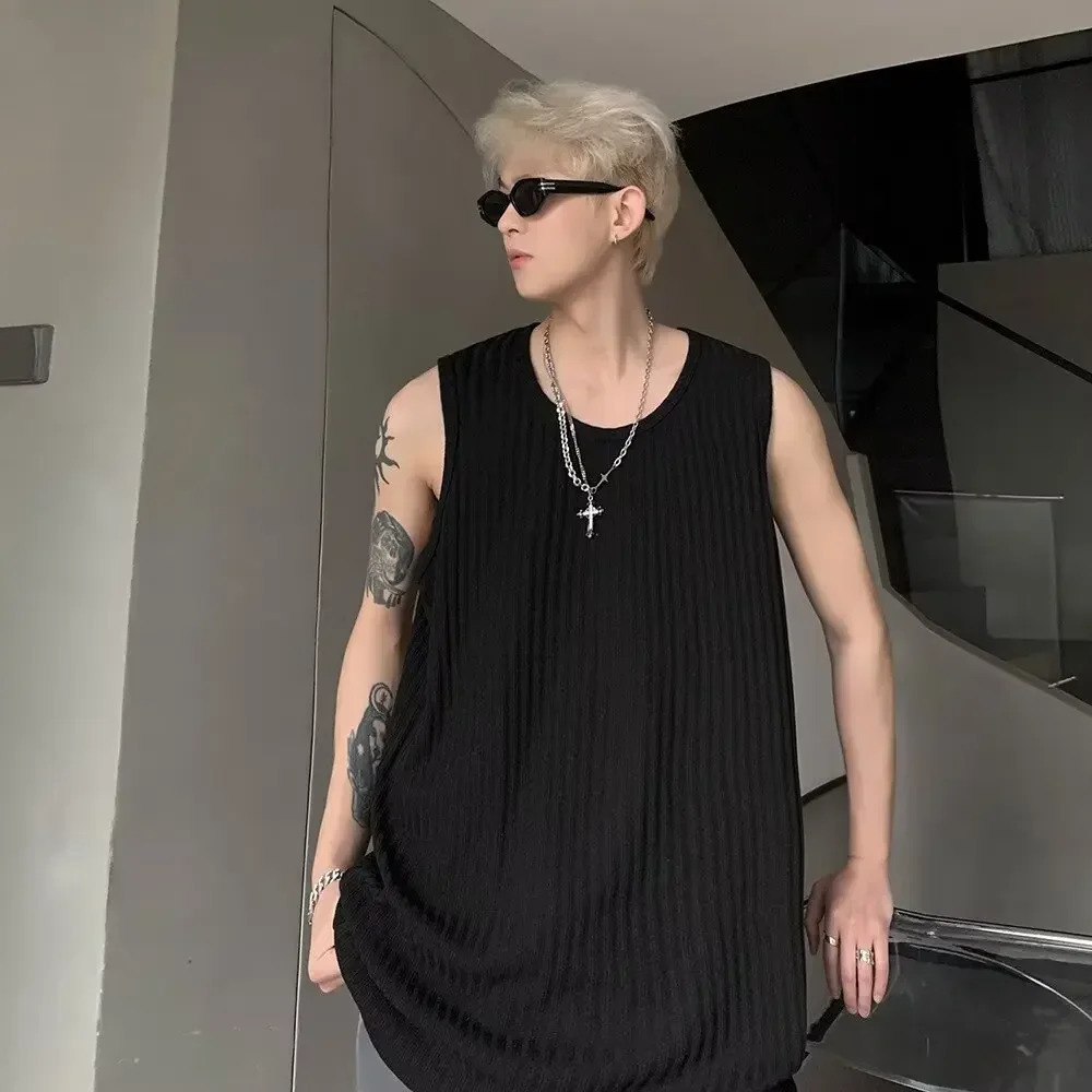 Mens Casual Ice Silk Vest Summer Loose-Fit Base Tank Top Sleeveless Shoulder Vest For Young Teens Sportswear 250611