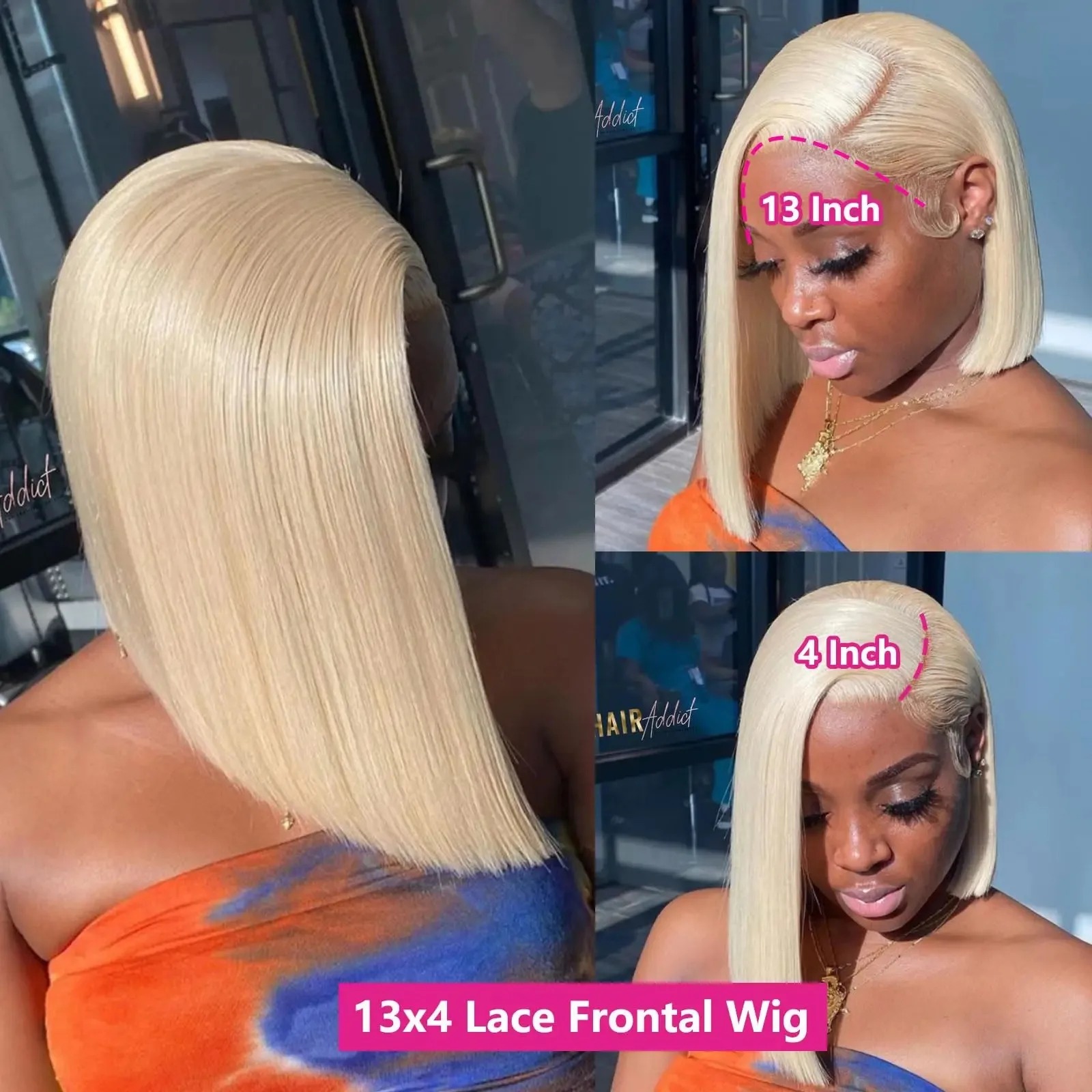 Short Straight Bob Wig Human Hair Wigs Blonde 613 Colored Lace Front Human Hair Wigs 13x4 Lace Frontal Human Hair Wig For Women Synthetic