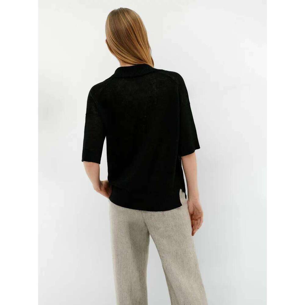 Ethereal MD 2025 massidutti spring new style of Women's casual linen short-sleeved polo shirt