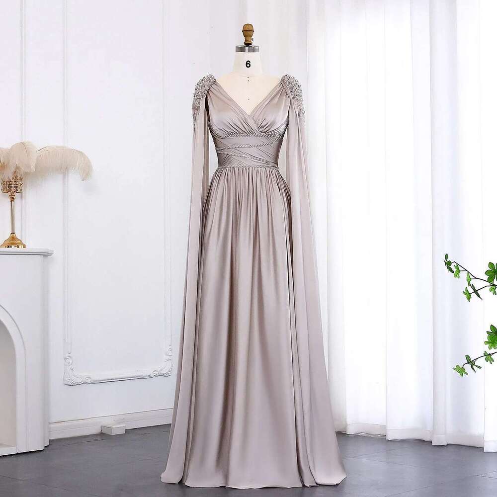 Sharon Said Crystal Rose Gold Evening Dress with Cape Elegant V-Neck Turquoise Women Wedding Party Gown SS589 Customized