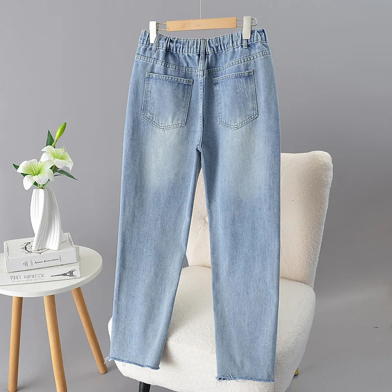 Plus Size Womens Distressed Jeans High Waisted Ripped Skinny Denim Pants Stretch Comfort Casual Fashion Trendy Streetwear 250609
