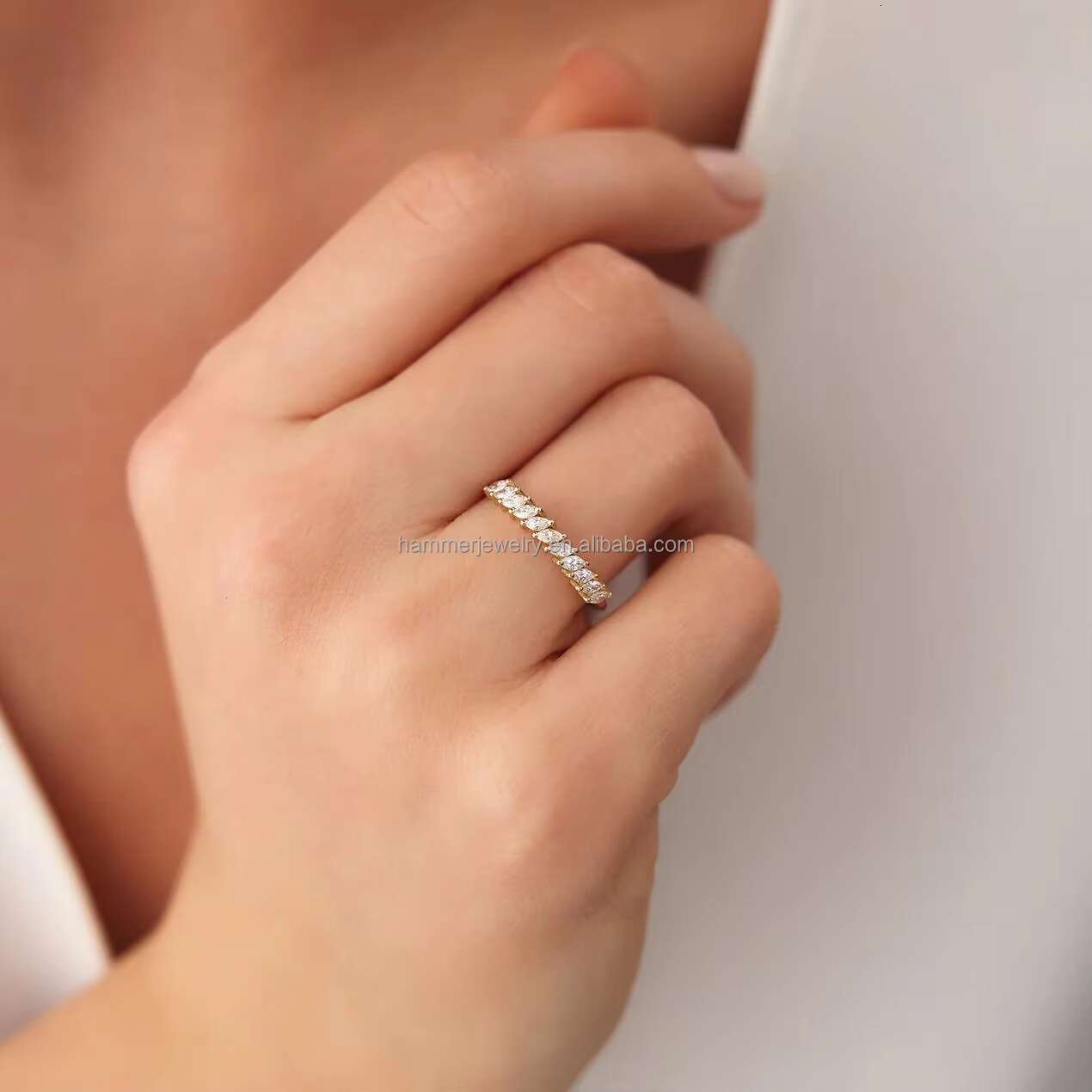 Beautifully Designed Gemstone 14k Ring 14k Solid Gold Ring Birthdays Pretty Moissanite Fine Jewelry Ring