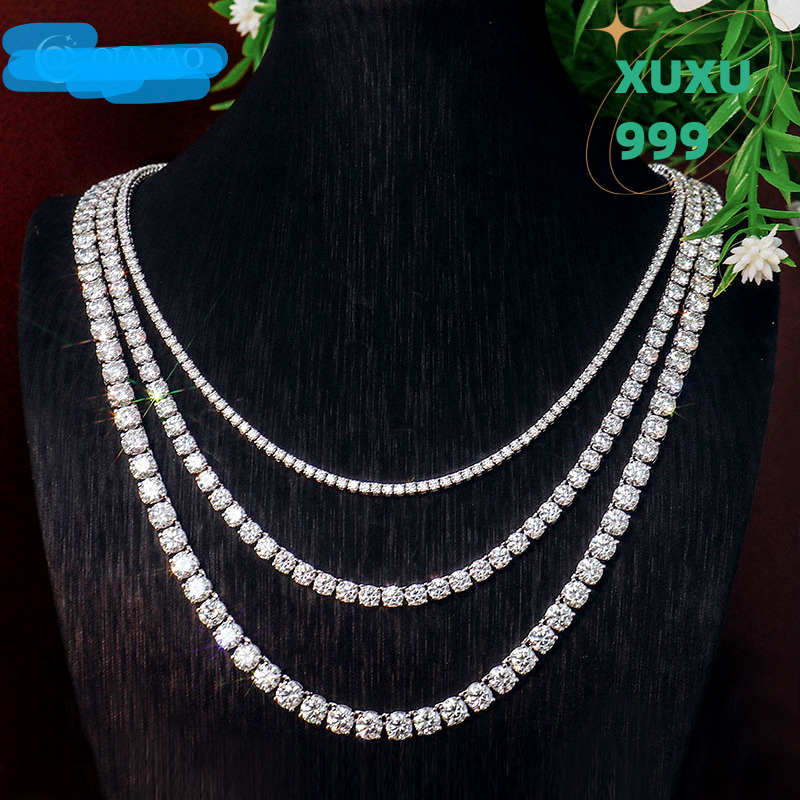 OACOCA Hip Hop Iced Out D Color Diamond VVS 925 Sterling Silver Bracelet Men and Women Moissanite Tennis Chain Necklace