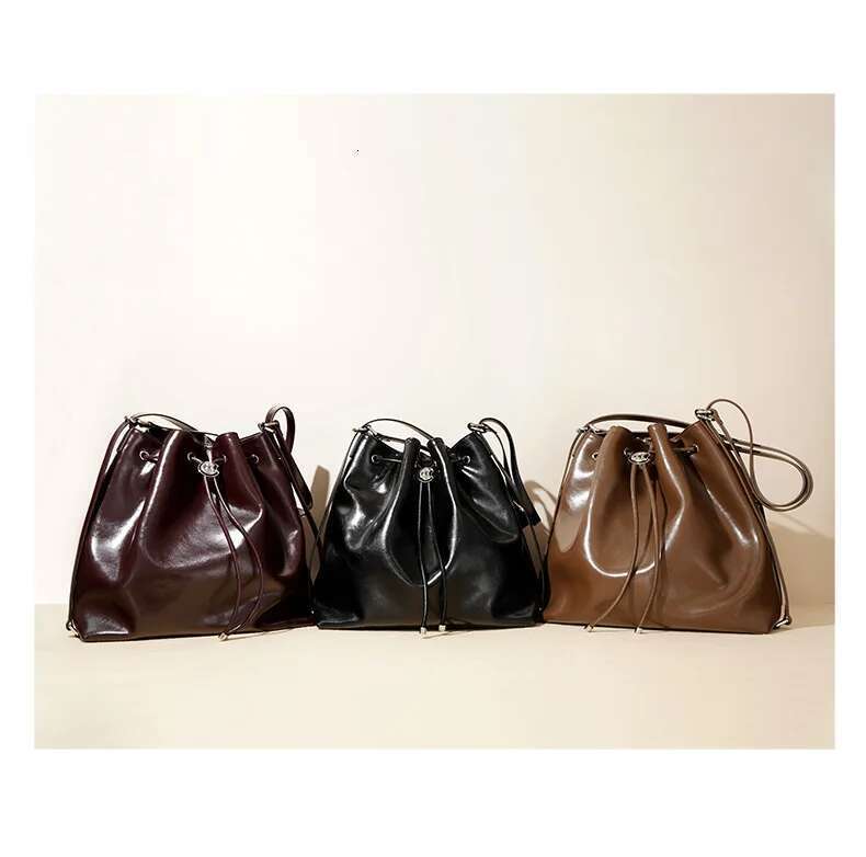 Design Bag New Vintage Messenger Handbags Genuine Leather Drawstring Shoulder Large Capacity Tote Bag Armpit Women's Bags Brand Bag