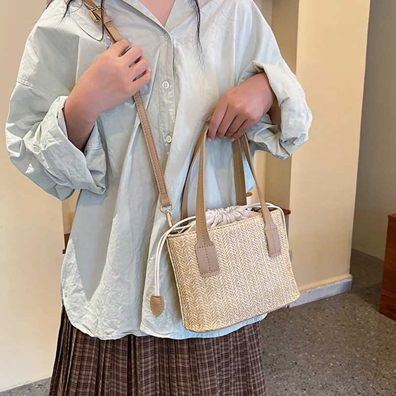 Fashion Bucket Crossbody Bags For Women Summer Handbags Casual Straw Shoulder Bag For Travel/Vacation Ladies Beach Bag XJ250610