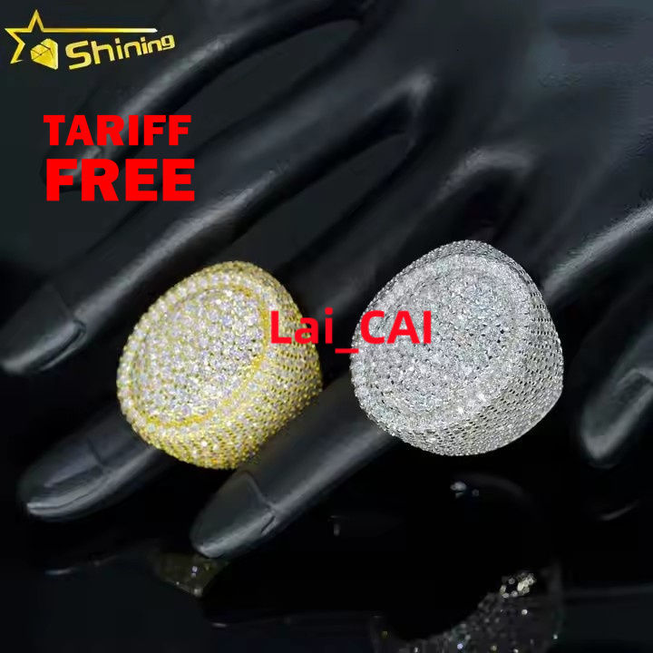 Wholesale Factory Price Moissanite Jewelry 925 Silver Iced Out Diamond Men Rings Hip Hop Moissanite Ring