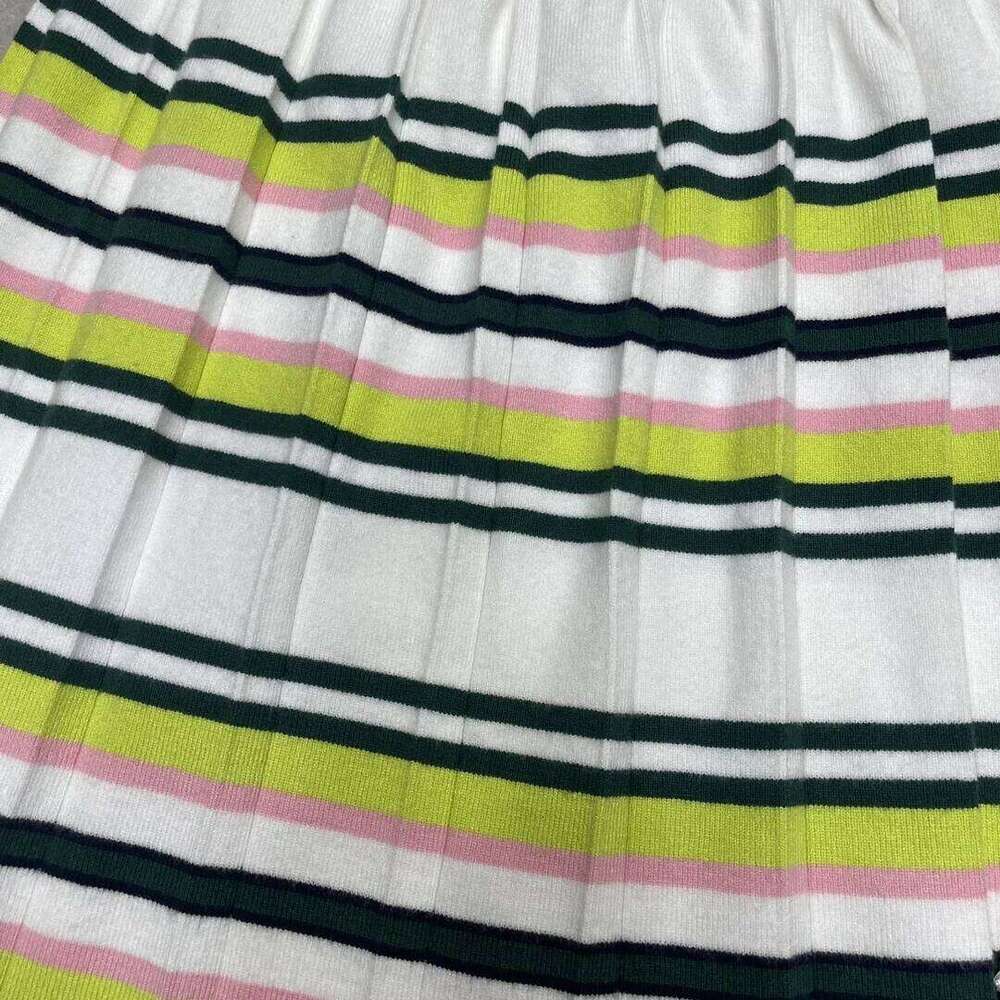 2025 Summer Retro Style Women Knitted Set Polo Neck Short Sleeve Tops + Waist Skirt Contrasting Stripes High Quality