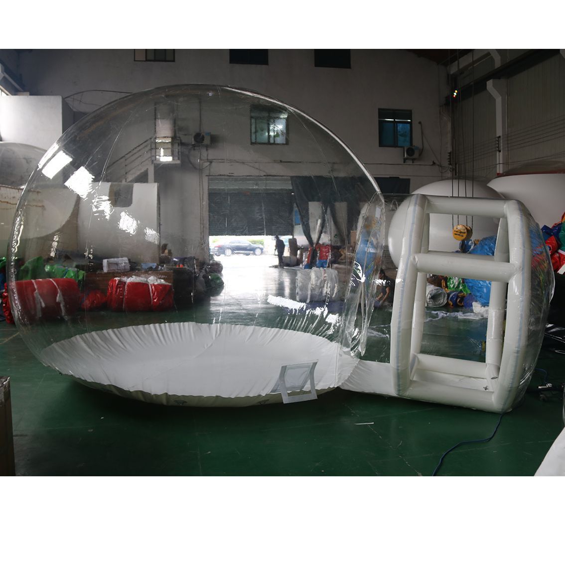 Free shipping Outdoor 5m dia + 2m Tunnel Camping Clear Inflatable Bubble Tent house Air Dome Igloo Transparent with Single Tunnel,tow rooms Privacy Te