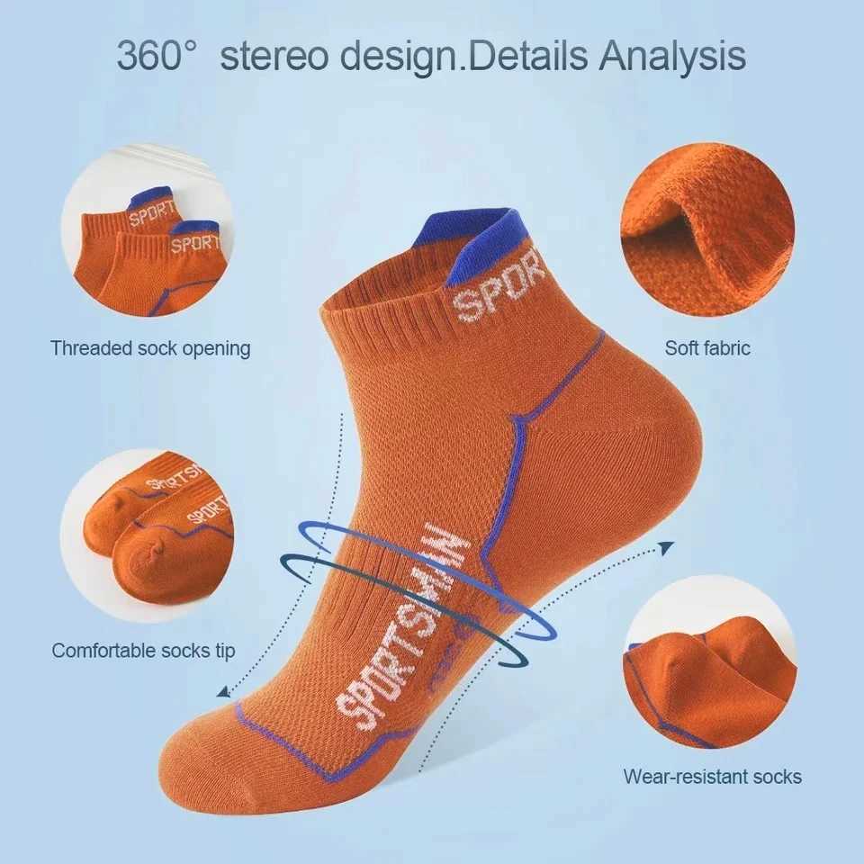 5/10Pairs High Quality Men Ankle Socks Breathable Sports Socks Mesh Casual Athletic Summer Thin Cut Short Socks Size 38-44 Z250610
