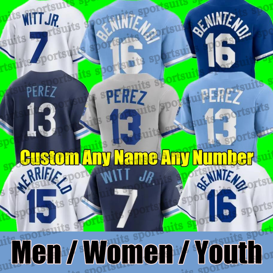 #7 Bobby Witt Jr. #13 Salvador Perez Jersey Vinnie Pasquantino KC Royals Cole Ragans MJ Melendez Jonathan India Bo Jackson Custom City Baseball Jerseys