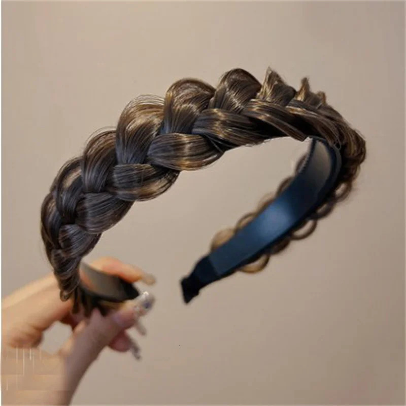 Lazy Wig Twist Headbands For Women Wide Fishbone Braids Hairbands Handmade Retro Head Hoop Hair Styling Headwear Accessories 250610