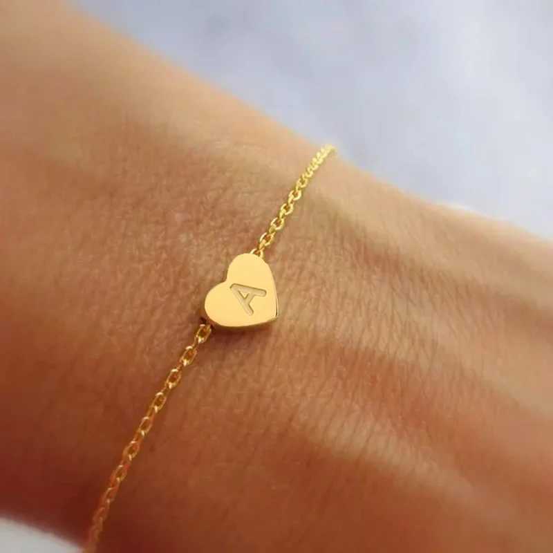 Letter Heart Alphabet Initial Name Women Bracelet Charms Pendant Golden Plated Handmade Bracelet Jewelry Wholesale Dropshipping XJ250707