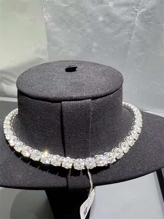 OACOCA Luxury 925 Sterling Silver Tennis Chain VVS Moissanite 5mm 14 Inches Necklace with Diamond Silver Plated Jewelry