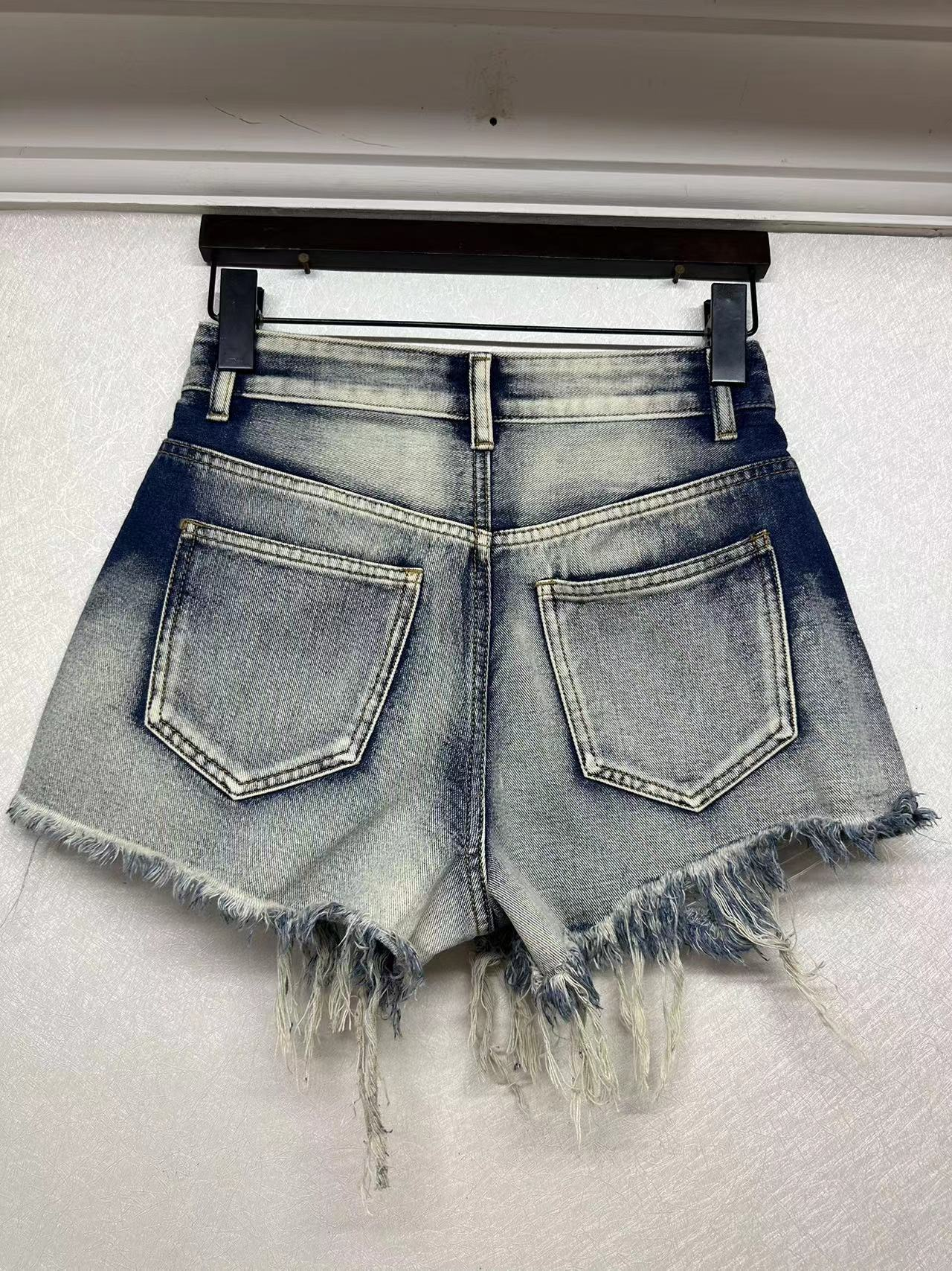 High waisted ripped denim shorts factory customized wholesale can be changed into short skirt 24-0149 24-0149-1