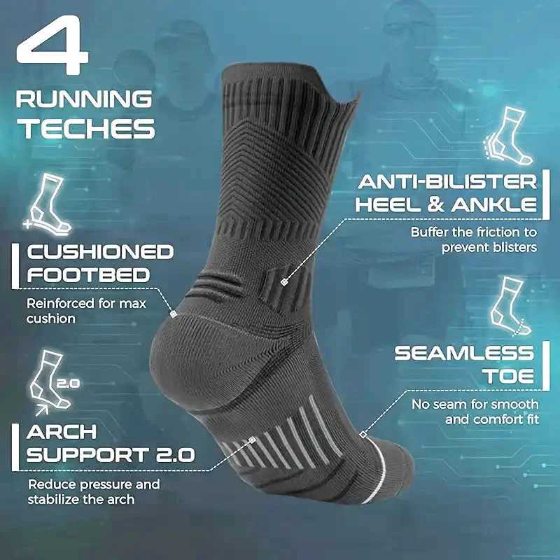 1/4/5 Pairs Men Sports Socks Cushioning 4.0 Technology Odor Proof Sweat Absorbing Breathable Running Basketball Compression Sock Z250610