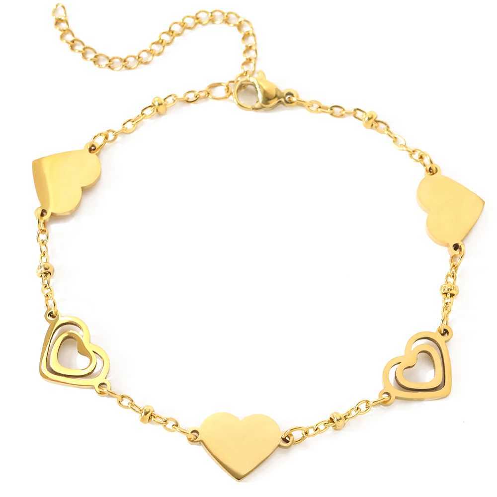 Stainless Steel Bracelets Fresh Double Heart Design Openwork Carving Noble Bracelets For Women Jewelry Luxuries Banquet Gifts XJ250707