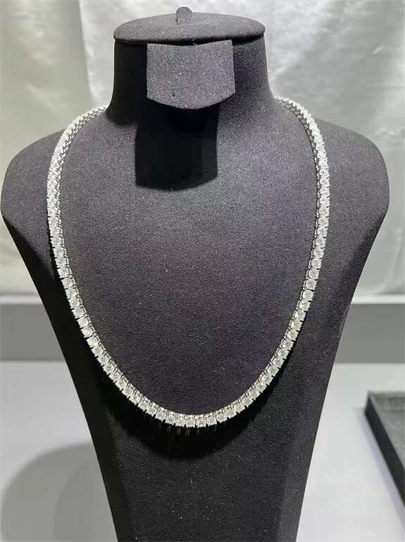 OACOCA Luxury 925 Sterling Silver Tennis Chain VVS Moissanite 5mm 14 Inches Necklace with Diamond Silver Plated Jewelry
