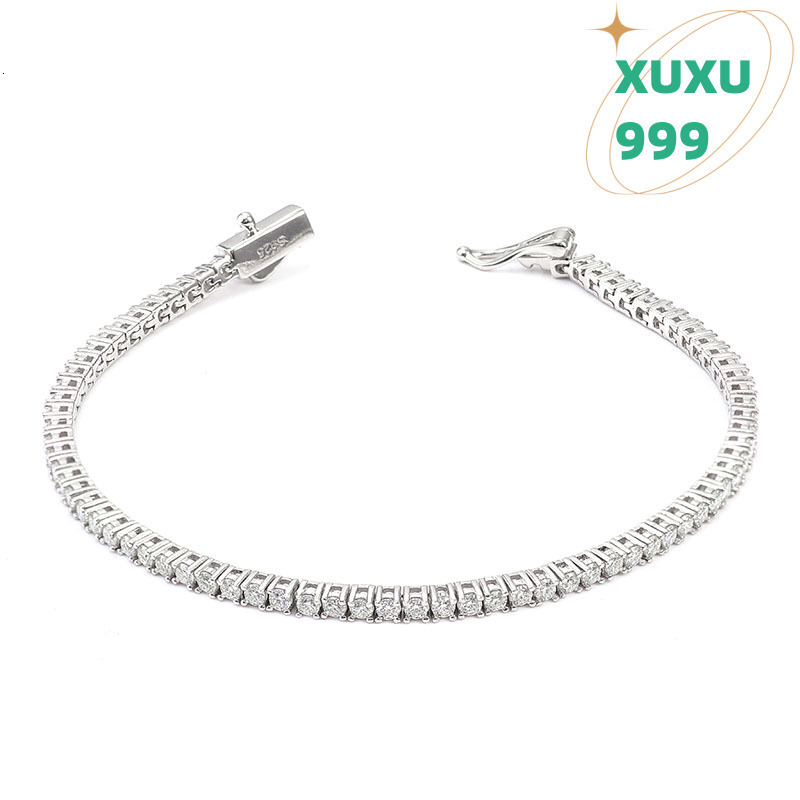 OACOCA 2/3/4/5 mm 6/7/8 Inches Moissanite Clustered Tennis Bracelet 925 Sterling Silver Iced Out VVS Diamond Tennis Chain Bracelet