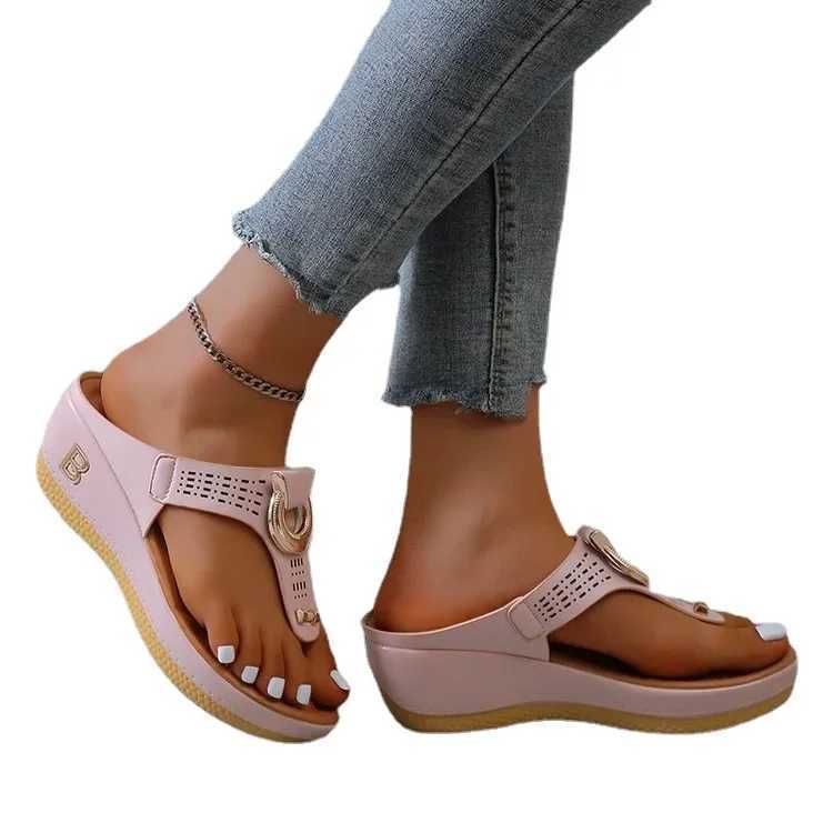 Summer Sandals Women New Open Toe Beach Shoes Flip Flops Wedges Comfortable Slippers Cute Sandals Plus Size 35~43 Womens Shoes XJ250610