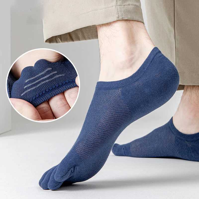 3 Pairs/lot Mens Socks Fashion Casual Soft Breathable Finger Boat Sock High Quality Mesh Casual Socks for Men Sweat-absorbing Z250610