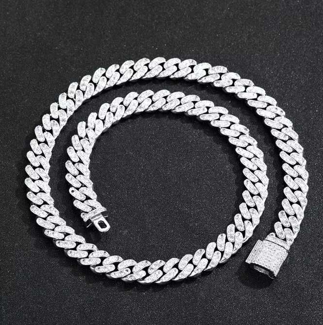 OACOCA Hip Hop 925 Sterling Silver Moissanites Diamond Necklace Hiphop Moissanite Tennis Chain