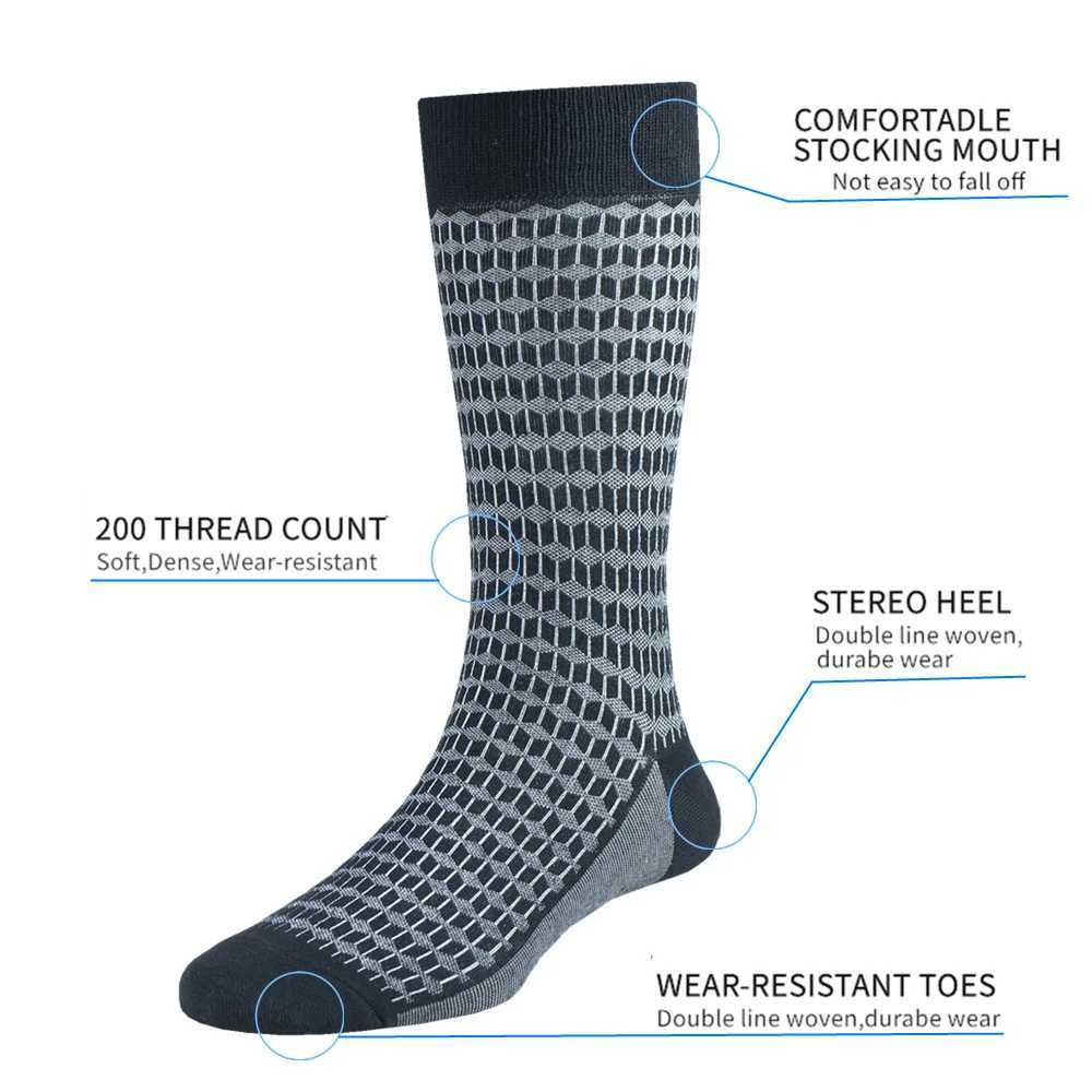 5 Pairs Mens Cotton Classic Mid-Calf Business Round Neck Four Seasons Socks Comfortable Breathable Work Socks Z250610