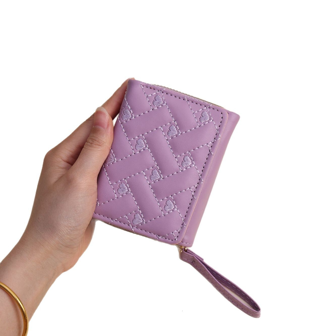 2025 New Designer Women's Short Simple Fashion Embroidery Buckle Business Card Clip Wallet