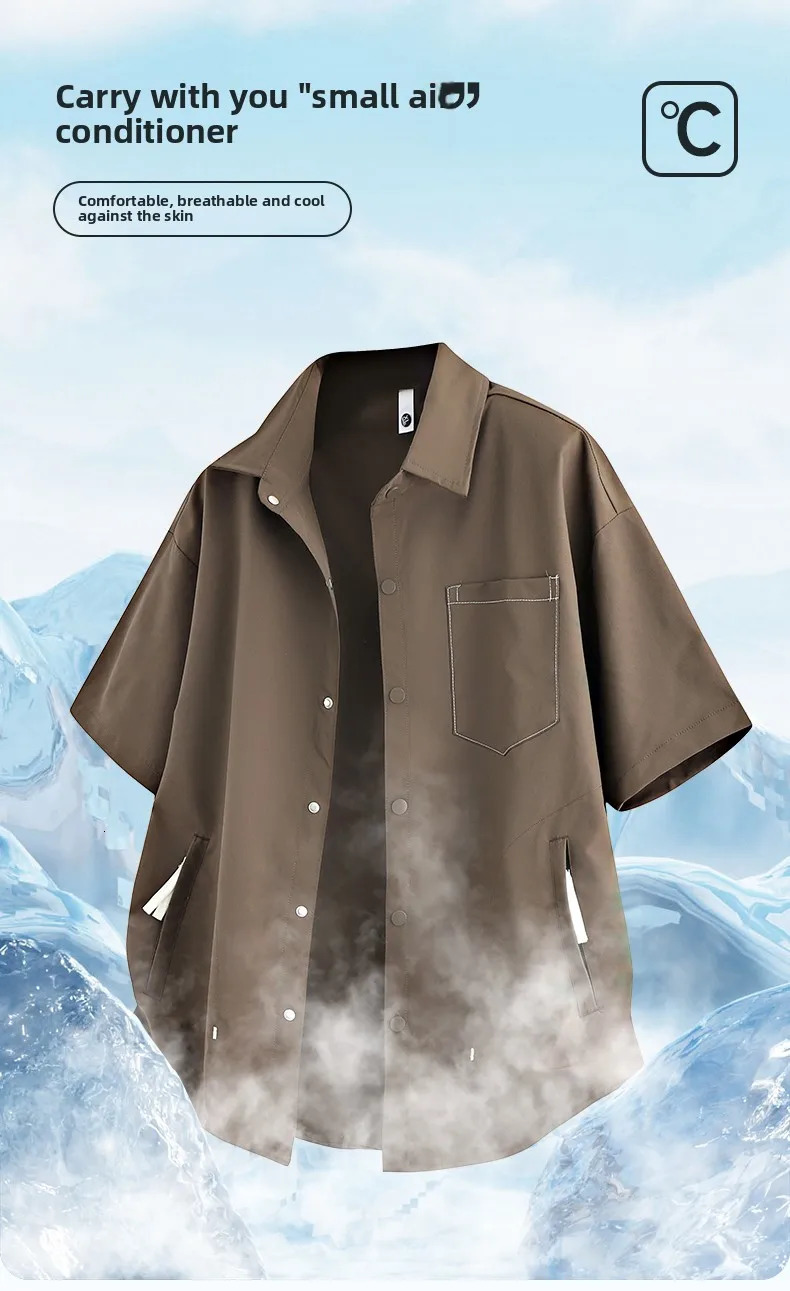 Summer classic solid color versatile lapel mens short-sleeved shirt youth daily casual loose breathable top 250611