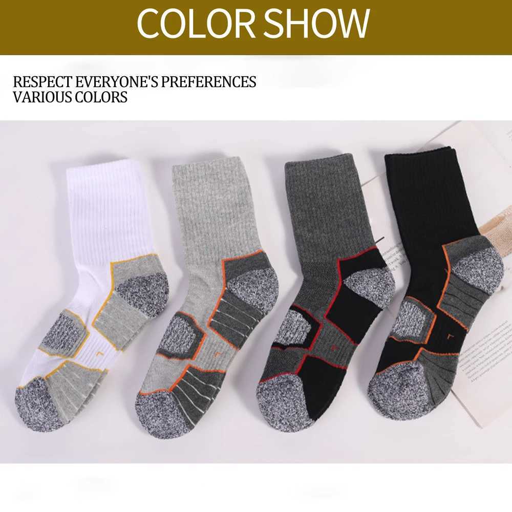 6 Pairs Mens Heavy Cushion Hiking Socks Cotton Anti-Odor Moisture-Wicking Unisex Sizes 35-50 for Trekking Running Multi-Pack Z250610