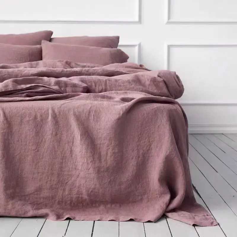 100% Pure Linen Bed Sheets Stone Washed French Linen Solid Color Breathable Durable for Hot Sleepers 1 PC Flat Sheet Bedsheets Y250611