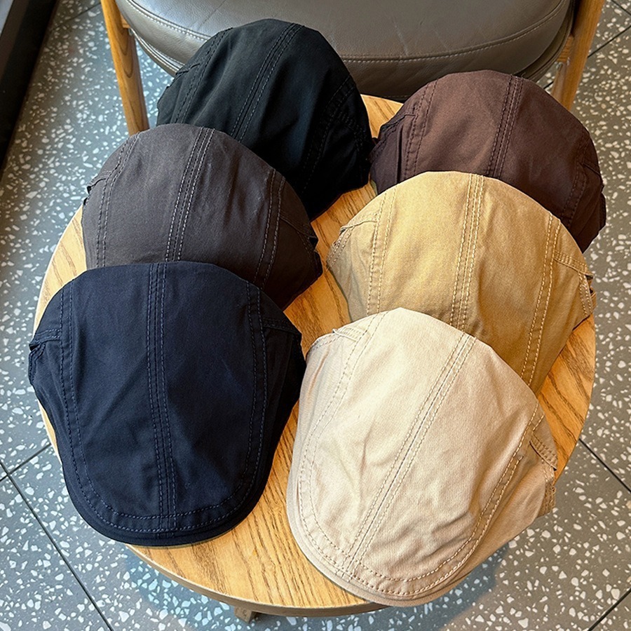 Forward Hat Solid Color British Style Newsboy Hat Women Simple Versatile Literary Beret Mens Baseball Cap 250313
