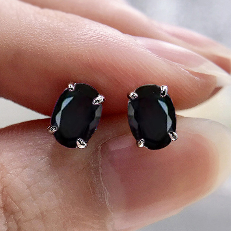 Rulalei Brand Sparkling Stud Earrings Simple Fashion Jewelry 925 Sterling Silver Oval Cut Multi Color 5A Cubic Zircon CZ Diamond Gemstones Party Women