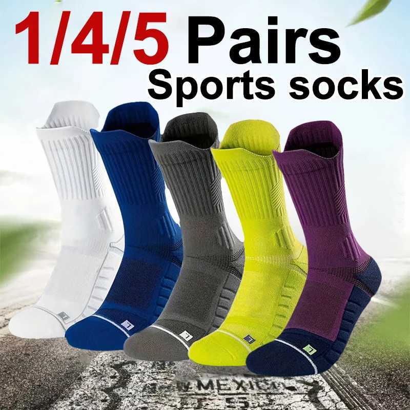 1/4/5 Pairs Men Sports Socks Cushioning 4.0 Technology Odor Proof Sweat Absorbing Breathable Running Basketball Compression Sock Z250610