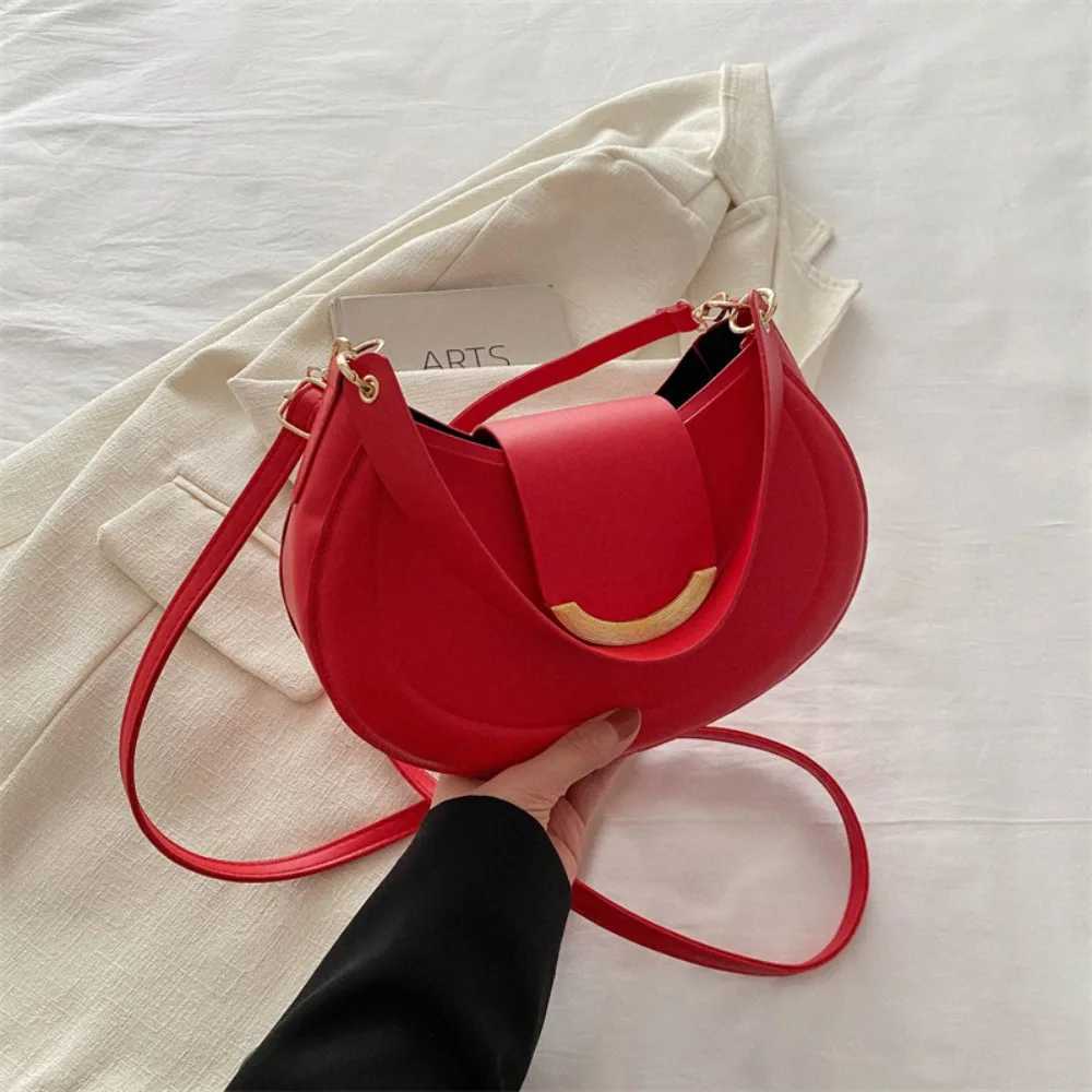 Daily Casual Commuting Bag Handbag Solid Messenger Bag Trendy Lady Shoulder Bag PU Leather Underarm Bag XJ250610