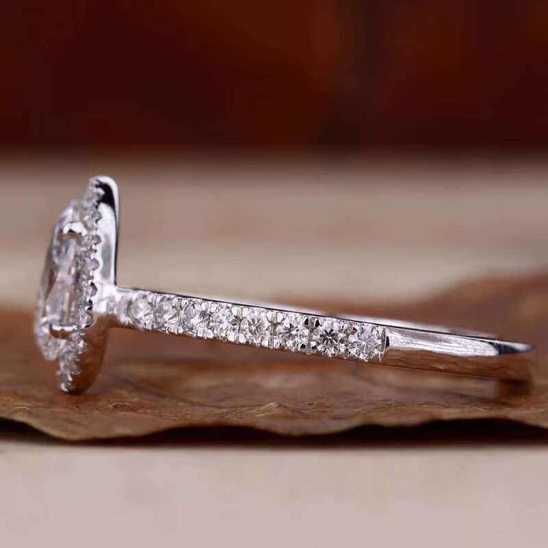 Gia Igi Certified CVD HPHT Lab Grown Diamond 14K/18K Solid Gold Pear Cut Halo Engagement Ring for Women