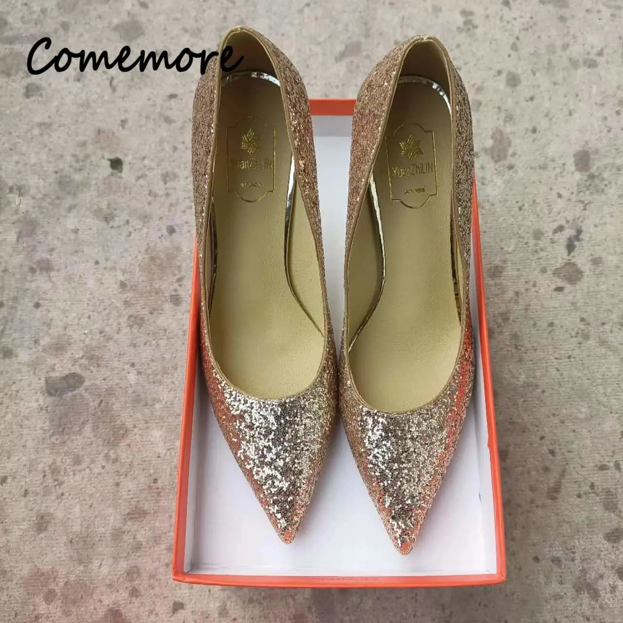 Comemore High Heels Women Wedding Pumps Shoes Heel Bride Gold Elegant Party Sandals Dress Dance Sexy Silver 250606