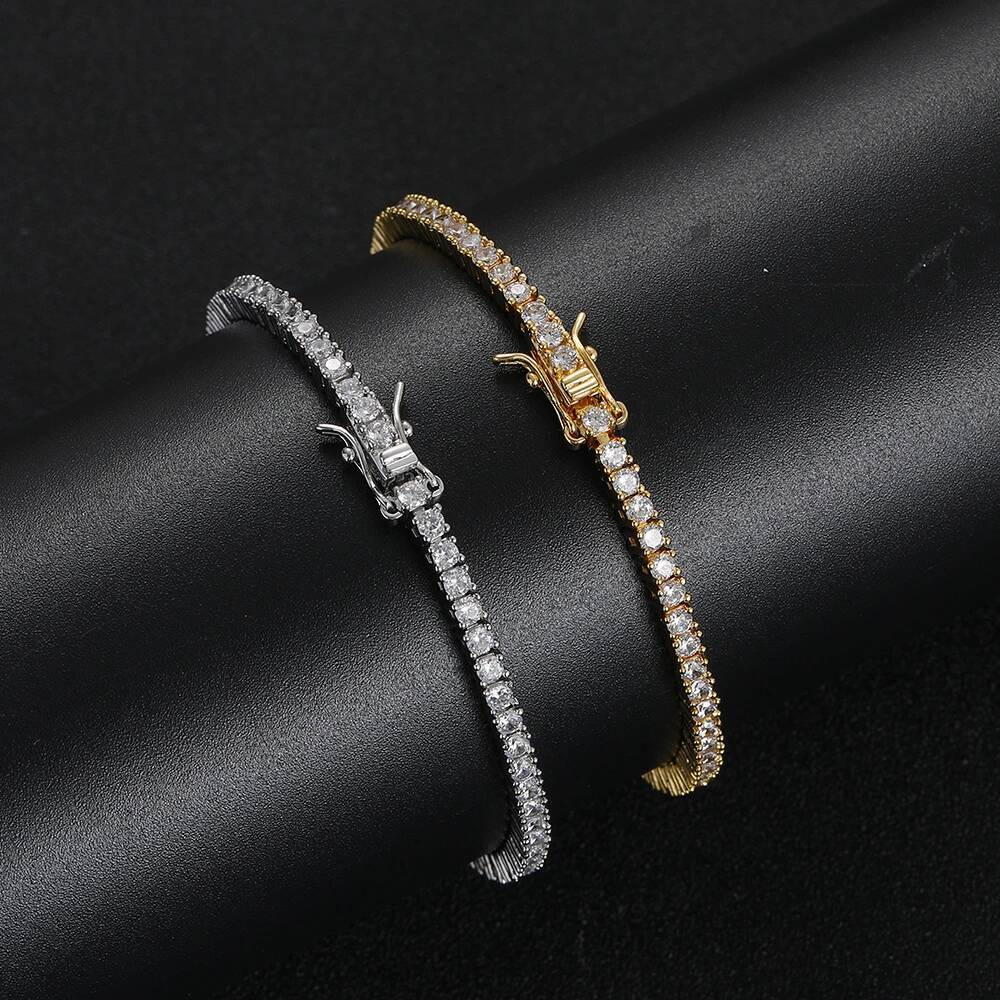 2.5mm CZ Bling Jewelry Brass Men And Women Tennis Bracelet For party Gift BB222