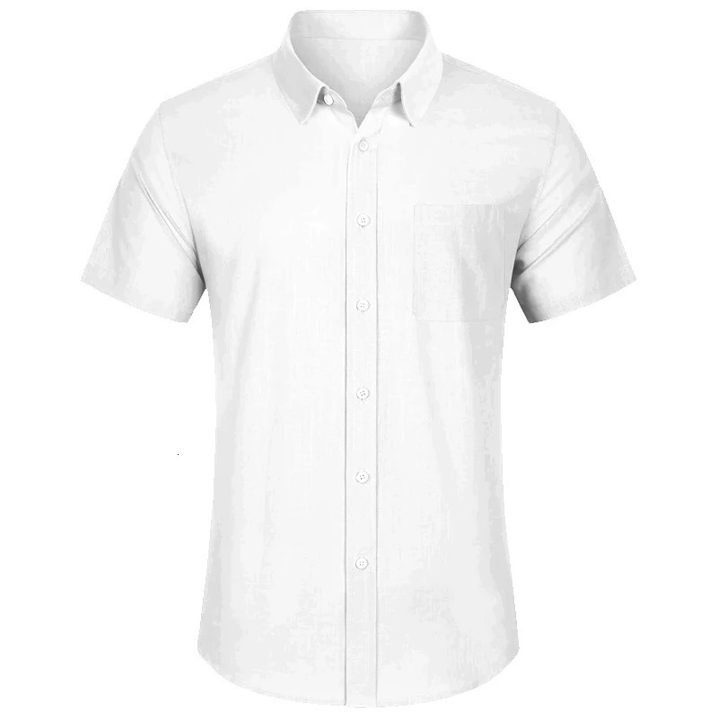 Summer Mens Short Sleeve Cotton Shirt Casual Beach Shirts Regular Outdoor Streetwear Button-Down Basic T Shirts with Pocket 250611